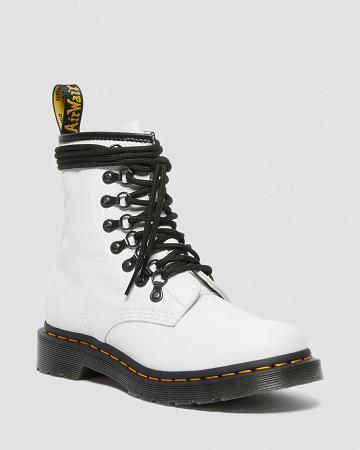 Women's Dr Martens 1460 Laced Virginia Leather Lace Up Boots White | AU 167WNB